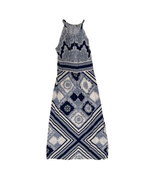 London Style Collection Blue & White Paisley Maxi Dress Size 8P (EUC)